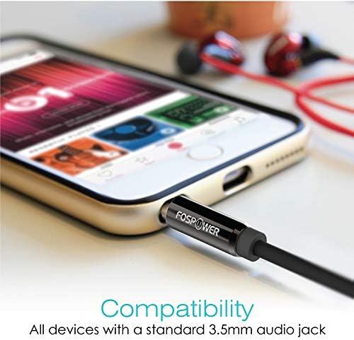 Аудио кабел FosPower 25 фута (2 опаковки), Стереозвук 3,5 мм, Кратък Помощен Кабел, кабел за Свързване Aux за кола за Apple