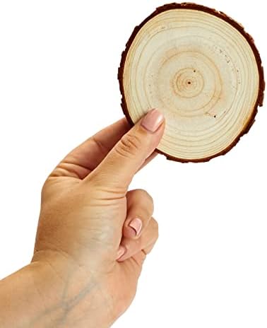 30 Опаковки Парчета дърво, за да работи, Недовършени, Диаметър 3,5-4 см, дебелина 0,4 инча