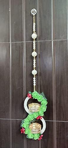 Nutts Ръчна работа, Зелена Роза Чаен лампа Toran, Предмет на декор за Декорация на дома, дейности (72)