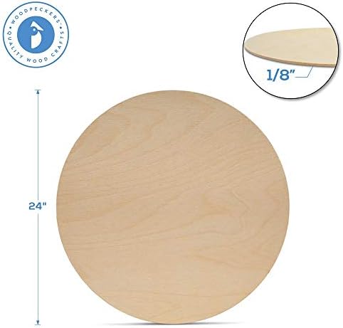 Дървени кръгове 24 инча дебелина 1/8 инча, Та от бреза шперплат, Опаковки от 1 незаконченного дървен кръг за Diy, Дървени