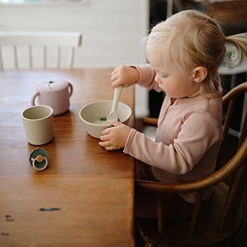 комплект прибори за хранене mushie, Вилица и лъжица за деца | Произведено в Дания (Слонова кост)