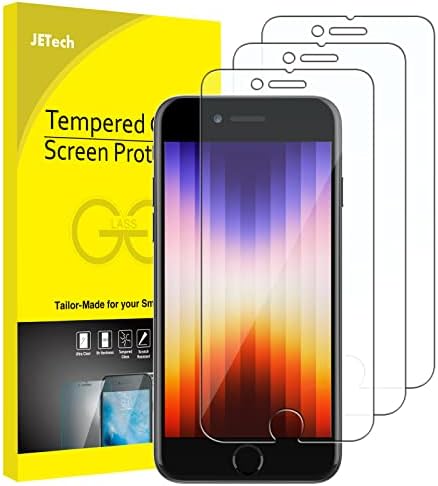 Защитно фолио JETech за iPhone SE 3 (3-то издание 2022 г.) 4,7 инча, фолио, изработени от закалено стъкло, 3 опаковки