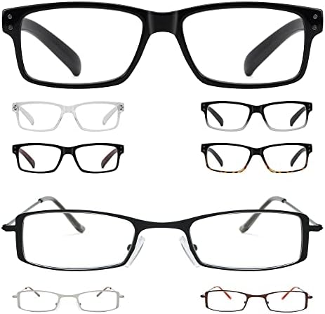 Очила за четене GUD 8 Двойки Леки Класически Правоъгълни Ридеров за Мъже и Жени +1,75