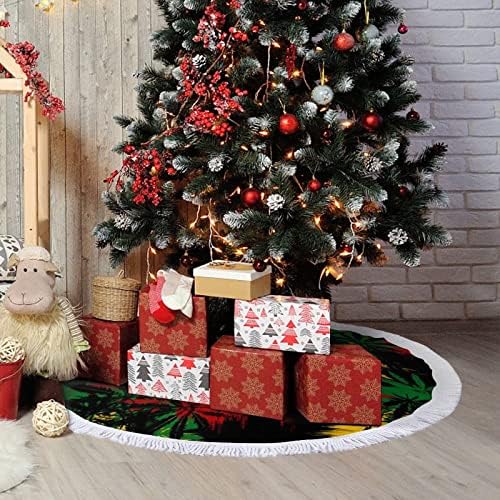 Ямайка Rasta Лъв Коледно Дърво Мат Пола Дърво Базовата Кутията с Пискюли за Празнични Партита, Коледни Украси 48 x48