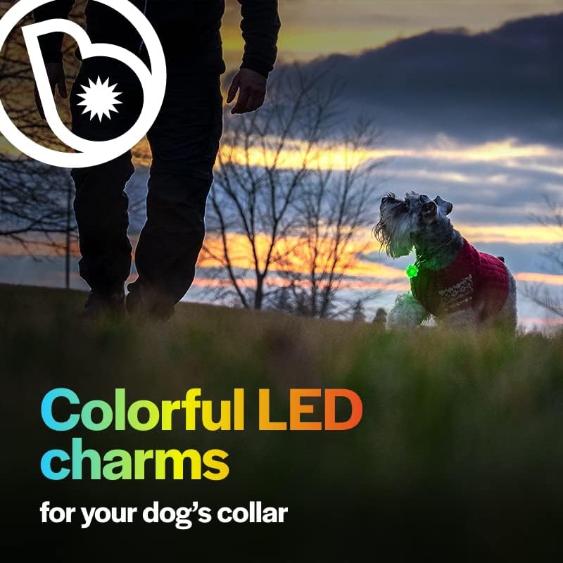 Ярки окачване за яка за кучета PupBrightz с led подсветка, 2 опаковки - Светещи отпечатъци от лапи и дюзи за костите