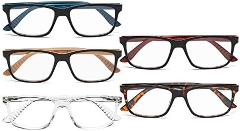 Eyekepper 5 Чифта Очила За четене В Класическа Правоъгълна Рамка, Мъжки и Женски Извити Линия