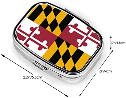Флаг Мериленд Квадратна Мини-Кутия За Хапчета Пътни Служби За Лекарства Органайзер Преносим Метален Калъф За Хапчета