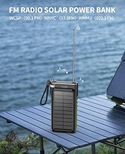 Слънчева батерия BLAVOR с FM-радио, Преносимо Безжично Зарядно устройство, външна батерия с капацитет 20000 ма батерия,