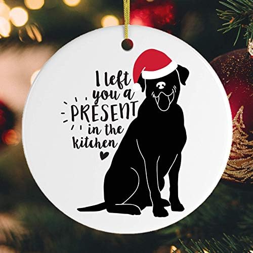 Коледна украса в кучешки теми (Забавен Коледен орнамент Black Lab)