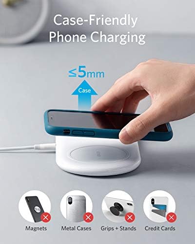 Безжична зарядно устройство Anker, 2 в 1 PowerWave + Pad с държач за Apple Watch 5/4/3/2, безжично зарядно за iPhone 13, 12,