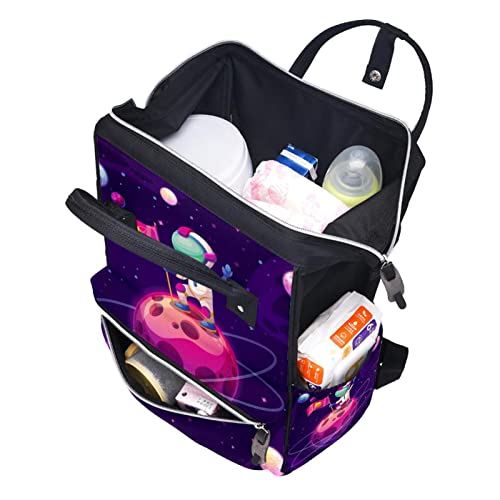 Цветни Космически Астронавт Вселената Чанти-Тоут за Памперси Мумия Раница с Голям Капацитет Чанта За Памперси Кърмещи Пътна Чанта за Грижа за Детето