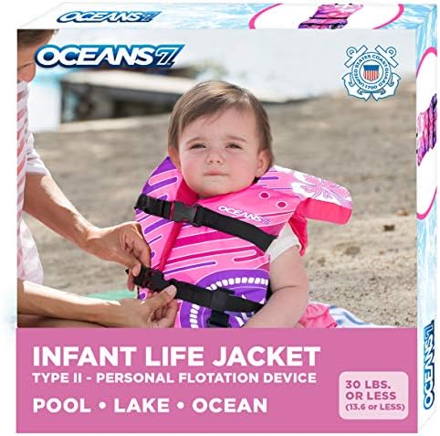 Oceans 7 Одобрен от бреговата охрана на САЩ на Спасителни жилетки за бебета, деца и младежи - Размери на 8-90 кг.