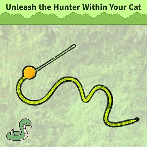 Интерактивна 39-инчов играчка-пръчка за котки GGD GYEONGGIDO COMPANY, гъвкава, подобна на Змия, играчка-закачка с пискюли