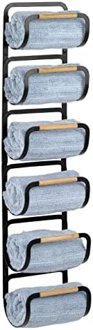mDesign Монтиране на Багажник за съхранение на хавлиените кърпи за баня - 6-Ниво на Висящ Органайзер, Навесная Полк-държач