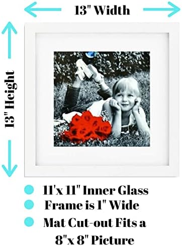 Бяла рамка за снимки Tasse Verre 11x11 (комплект от 2 части) - Предна капачка от стъкло с ВИСОКА разделителна