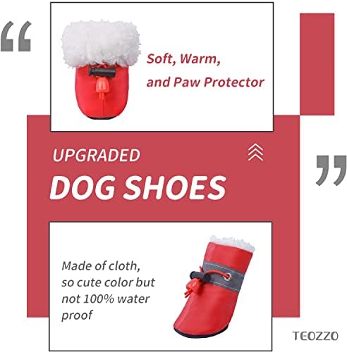 TEOZZO/ куче Обувки, Зимни Обувки за кучета, за Защита на Лапите, Топли Обувки за Кученце със Светоотражающей Ивица,