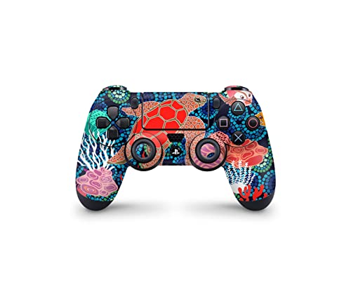Кожата контролер ZOOMHITSKINS PS4, съвместим с контролер Playstation 4, Фигура костенурка Океанска Риба стъкло Неоново