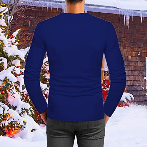 Мъжки тениски ZDFER с дълъг ръкав, Блузи с кръгло деколте и Коледните принтом, Ежедневни Свободни Тениски, Основни