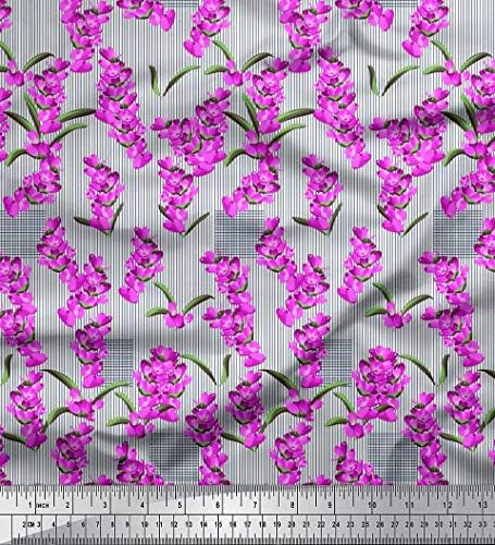 Памучен трикотажная плат Soimoi райе и лавандула разпечатки за ризи ширина 58 см