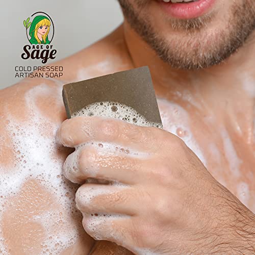 Подаръчен комплект от естествен сапун Age of Sage за мъже - Веганское ръчно изработени Сапуни за баня, студено пресовано и с