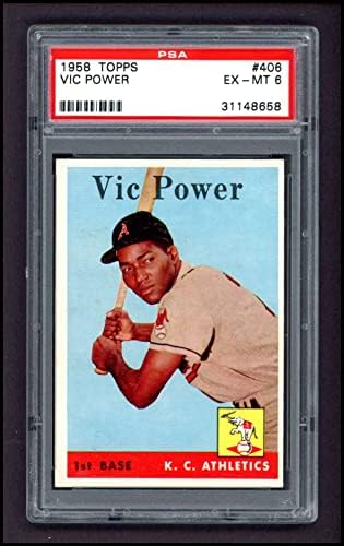 1958 Topps 406 Vic Power Канзас Сити Атлетикс (Бейзболна картичка) PSA PSA 6.00 Лека атлетика