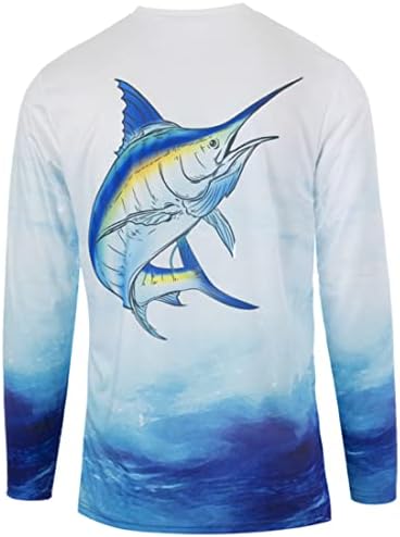Тениска Kobalt1 За момчета от 2 до 18 години с изображение на бял Марлин за практикуване на водни спортове и Риболов UPF