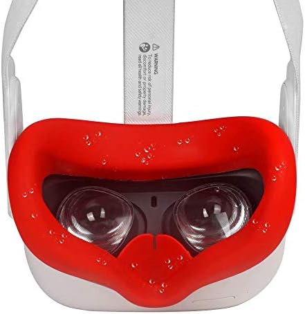 Силиконов калъф за лице и защитен комплект лещи за виртуална слушалки Oculus Quest 2 (Червен)
