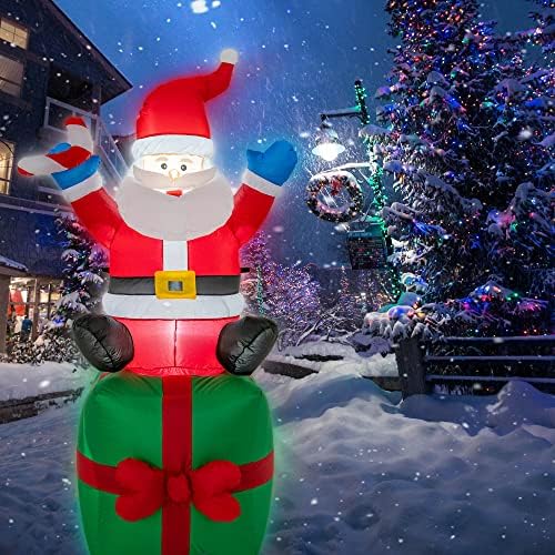COCO DESIGN 6-Подножието Коледни Надуваеми Улични украса Дядо Коледа с вградени led крушки, Водоустойчив Коледен