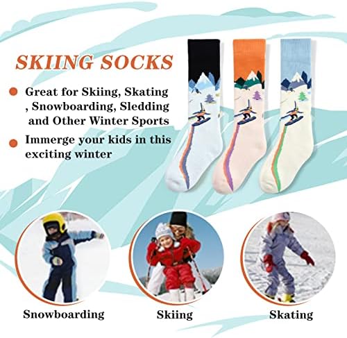Qterdiz Ски Чорапи За Момчета Зимни Топли Сноубордические Чорапи за Момчета и Момичета, Дебели Минерални Чорапи за Каране