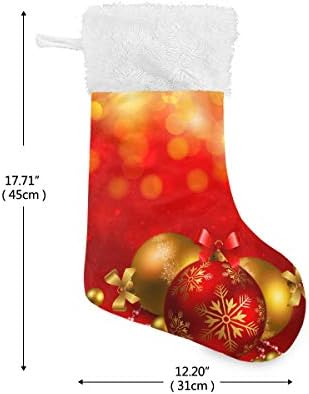 Коледни Чорапи ALAZA, Червени Коледни Топки, Класически Персонални Декорации за Отглеждане в Голям Размер за Семейна Празничния
