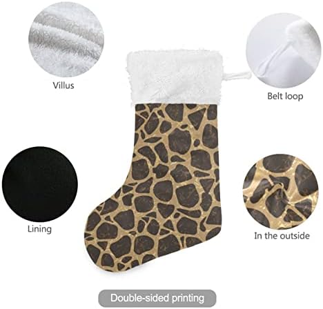 Коледни чорапи ALAZA, Чул 18 инча с Голям Винтажным петно във формата на Жираф и Плюшени Чорапи с белезници от изкуствена