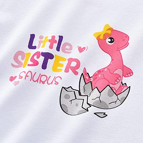 Боди WAWSAM Little Sister За Новородени Момичета с Динозавром, Анцуг, за бебета, Облекло за Братя и Сестри