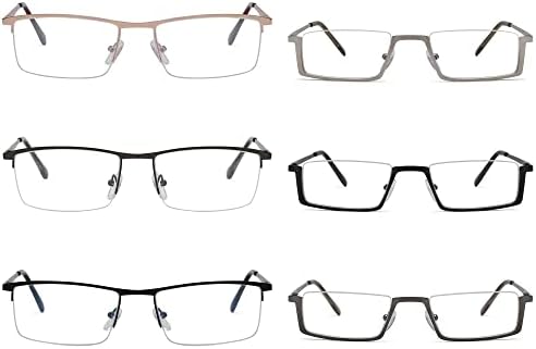 Reducblu Спестете 10% на 3 опаковки очила за четене в метална рамка, без рамки и 3 опаковки ридеров за мъже +3,00