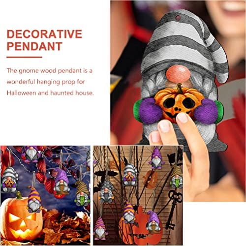 TENDYCOCO 1 Комплект Суспензии с участието на Gnome за Хелоуин, Декоративни Дървени Висулки за Парти на Хелоуин