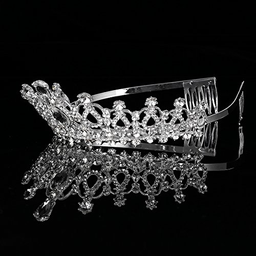 FRCOLOR Сватбена Тиара, crystal crown от страз с гребен, празнична диадема за птици, превръзка на главата принцеса