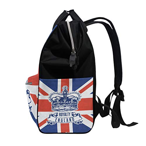 Чанта за Пелени с Голям Капацитет, Раница за мама, Раница, за да се грижи за дете с принтом на Британската Корона, Мултифункционален