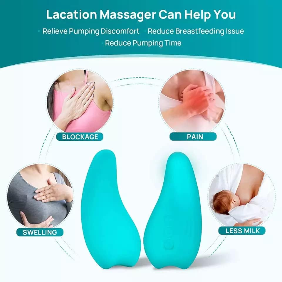 (2) Двойна загряващ масажор за кърмене, сцеживание, загряване и вибрации за подобряване на изтичането на