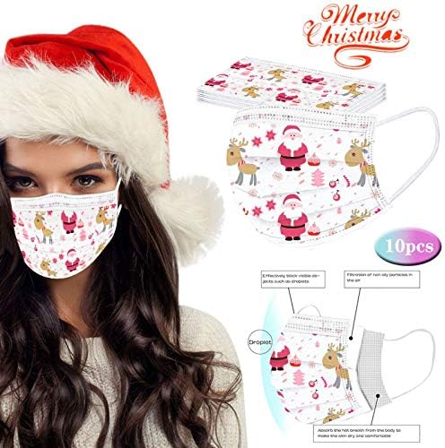 Весела Коледа - САЩ, 10 бр., Коледна Еднократна маска за лице за възрастен, 3-Слойная Дишаща маска за лице, Унисекс, Мъжки