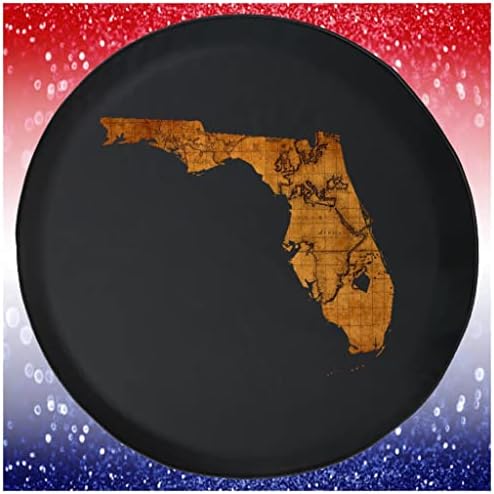 Голям Калъф за резервна гума FloridaOld Карта за Пътуване по света Черно 35 См