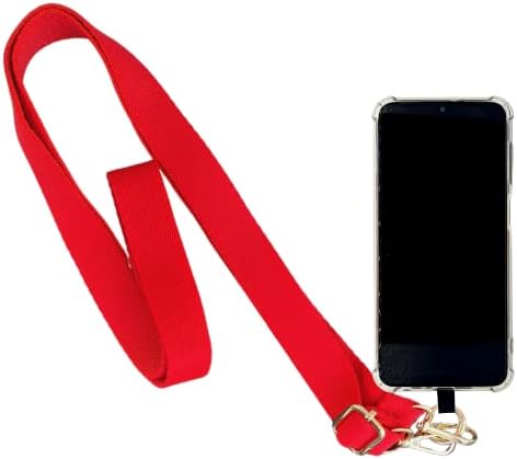Labs Line Каишка от Червен Плат С Държач за Дантела Телефон е Снабден с Универсален конектор със Златен Ринг
