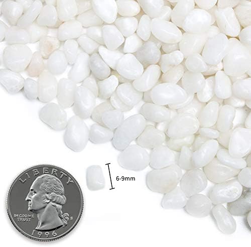 Натурална Полиран Декоративни бели Камъчета - Малки камъни с Размер 3/8 инча, Камъчета, от речни камъни, растения, Декорация