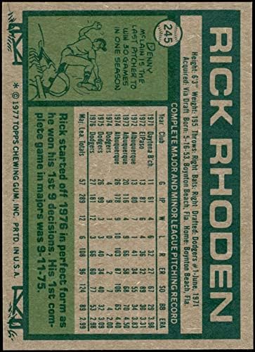 1977 Topps 245 Рик Роден Лос Анджелис Доджърс (бейзбол карта) NM/MT Dodgers