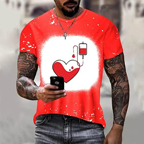 Риза за Свети Валентин за Мъже, Модни Тениски с Графичен Принтом Heartbeat, Блузи с Къс Ръкав, Стръмни Забавни Тениски,