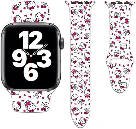 Въжета с сладък котка за Apple Watch, Мек Силикон Cartoony каишка, Съвместима с Iwatch Series 8 7 6 5 4 3 2 1 Se За мъже и Жени