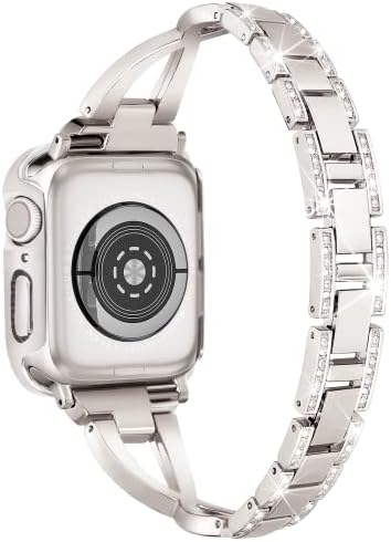 wipalor Съвместим с Apple Watch Series 8 7, каишка 41 мм + калъф с декорация, лесен за жените, Лесно регулируем