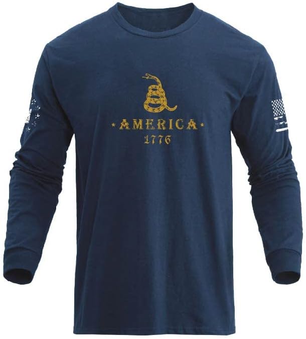 Мъжки тениски BlackTeak с флага на сащ НАСА от памук с дълъг ръкав и кръгло деколте, Обикновени Тениски