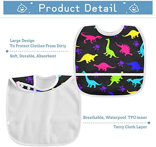 Emelivor/ Цветни Бебешки Лигавници с Динозаври за Малки момчета и момичета, Лигавници за Хранене, Непромокаеми