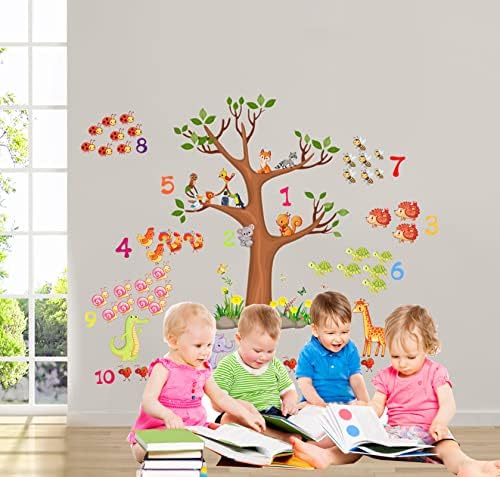 Гори и Джунгли, Стикери за стена с изображение на Животно, Дърво, Подвижни Класни Декорации за Детската Спални,