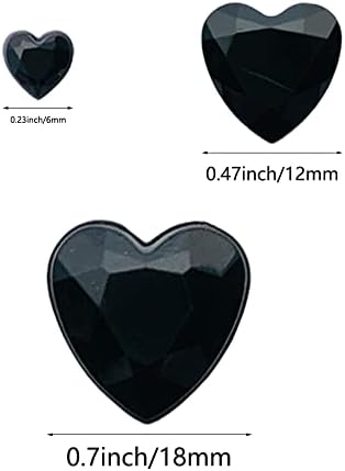 SaktopDeco 346 БР Черни Кристали във формата на Сърце, Етикети С Плоска Задна Част, Акрилни Кристали във