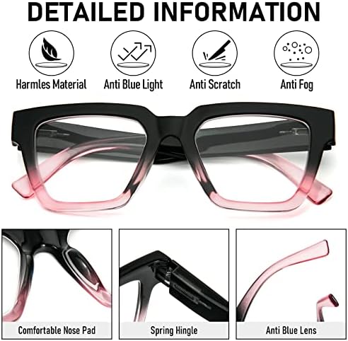 KoKoBin 6 опаковки очила за четене в стила на Опра за жени, негабаритная квадратни рамки, блокер синя светлина, удобни